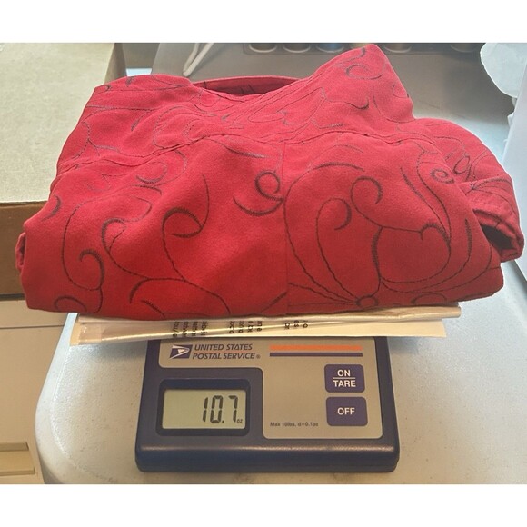 Sag Harbor Womens XL Red with Black Embroidered Floral Long Sleeve Button Up Top - Picture 8 of 8